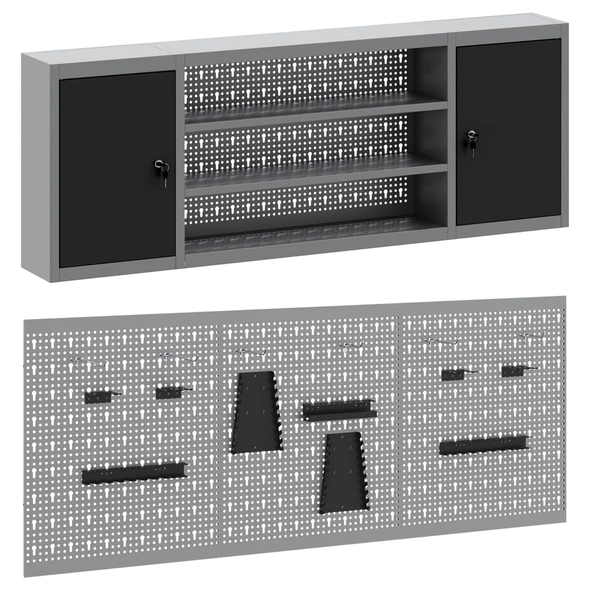 Werkzeugschrank-Set 6 stk. Schwarz Pulverbeschichteter Stahl