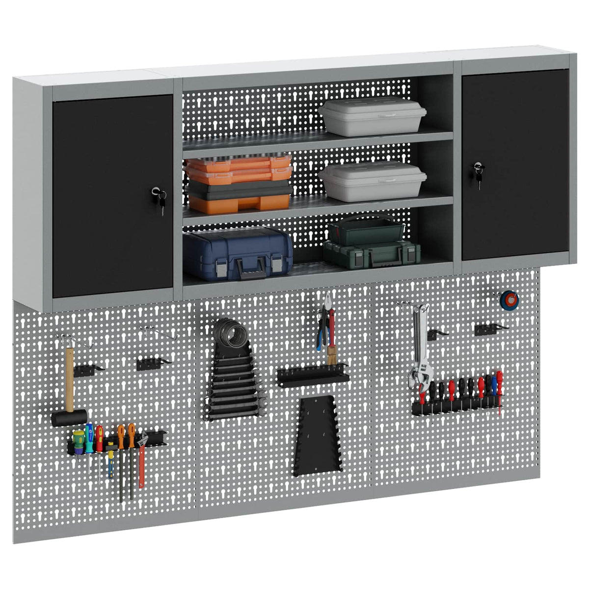 Werkzeugschrank-Set 6 stk. Schwarz Pulverbeschichteter Stahl