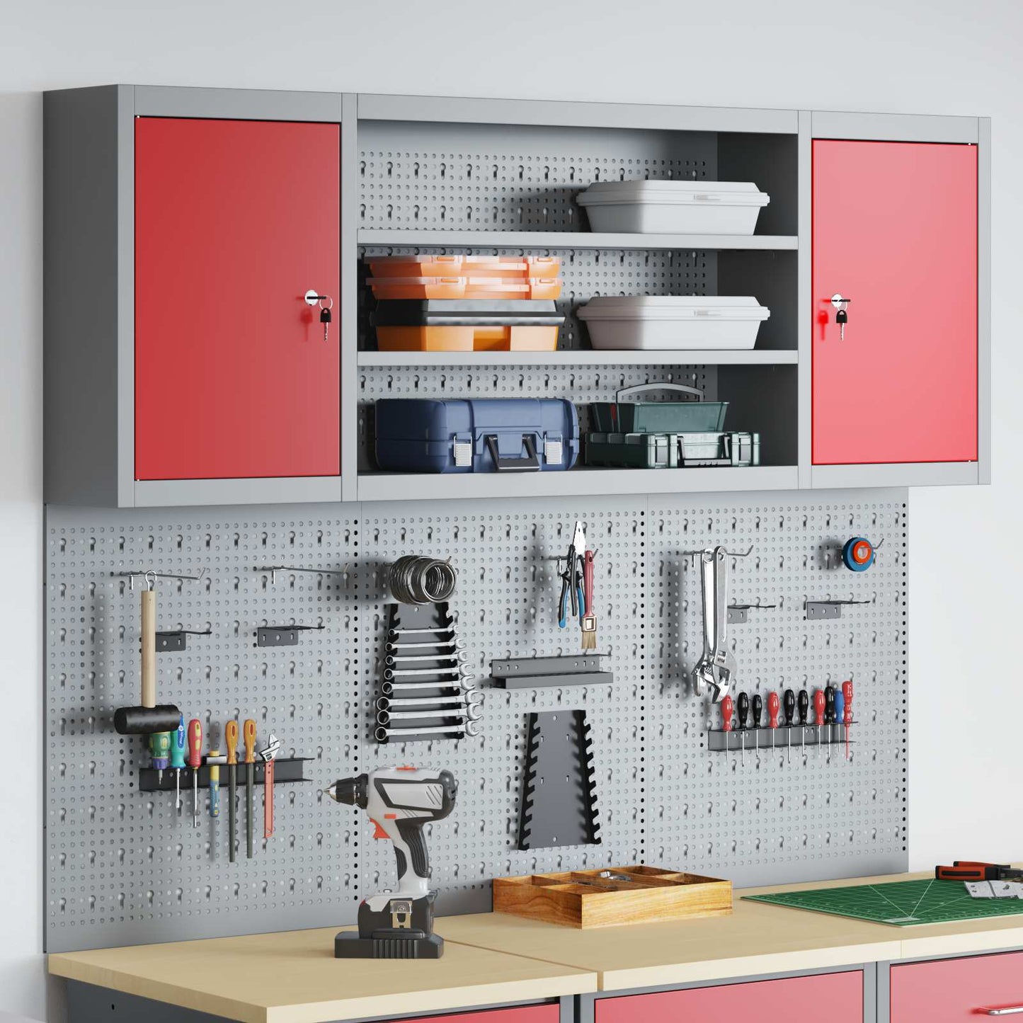 Werkzeugschrank-Set 6 Stk. Rot Pulverbeschichteter Stahl