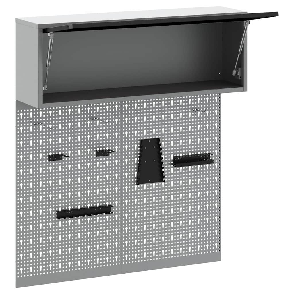 Werkzeugschrank und Pegboard Set mit Regal 3 pcs Schwarz