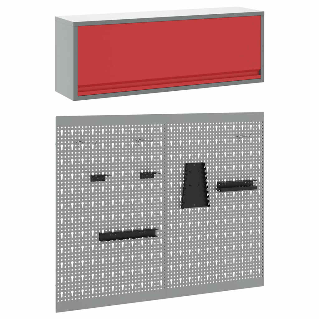 Werkzeugschrank-Set 3 stk. Rot Pulverbeschichteter Stahl