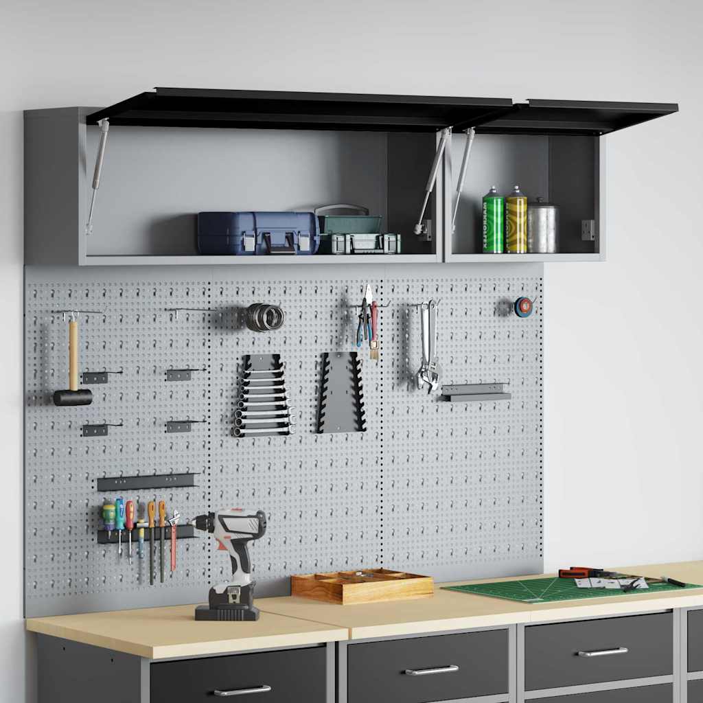 Werkzeugschrank und Pegboard Set mit Regal 5 pcs Schwarz