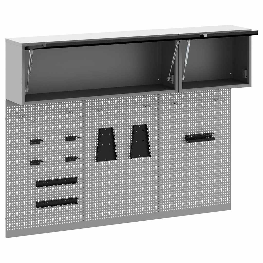 Werkzeugschrank und Pegboard Set mit Regal 5 pcs Schwarz
