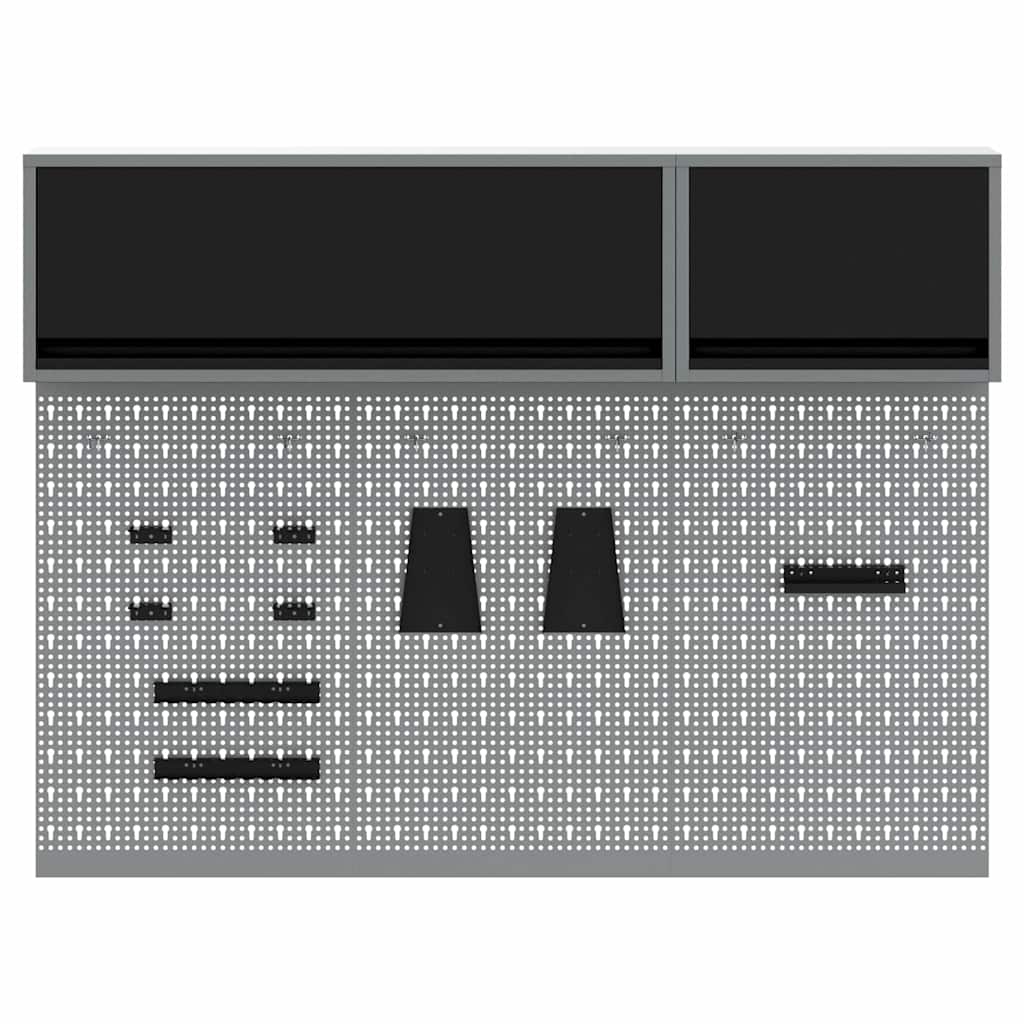 Werkzeugschrank und Pegboard Set mit Regal 5 pcs Schwarz