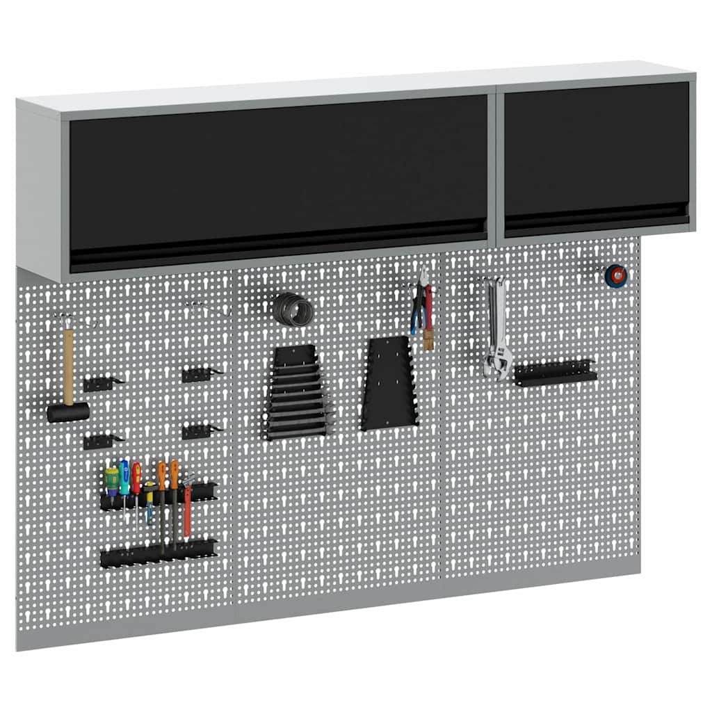 Werkzeugschrank und Pegboard Set mit Regal 5 pcs Schwarz