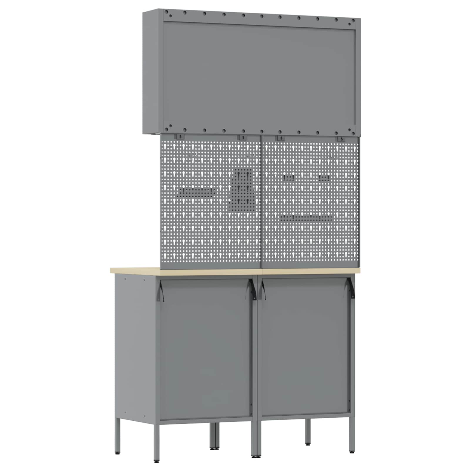 Werkbank mit Speicher 5 stk. Schwarz Ingenieure Holz und Stahl