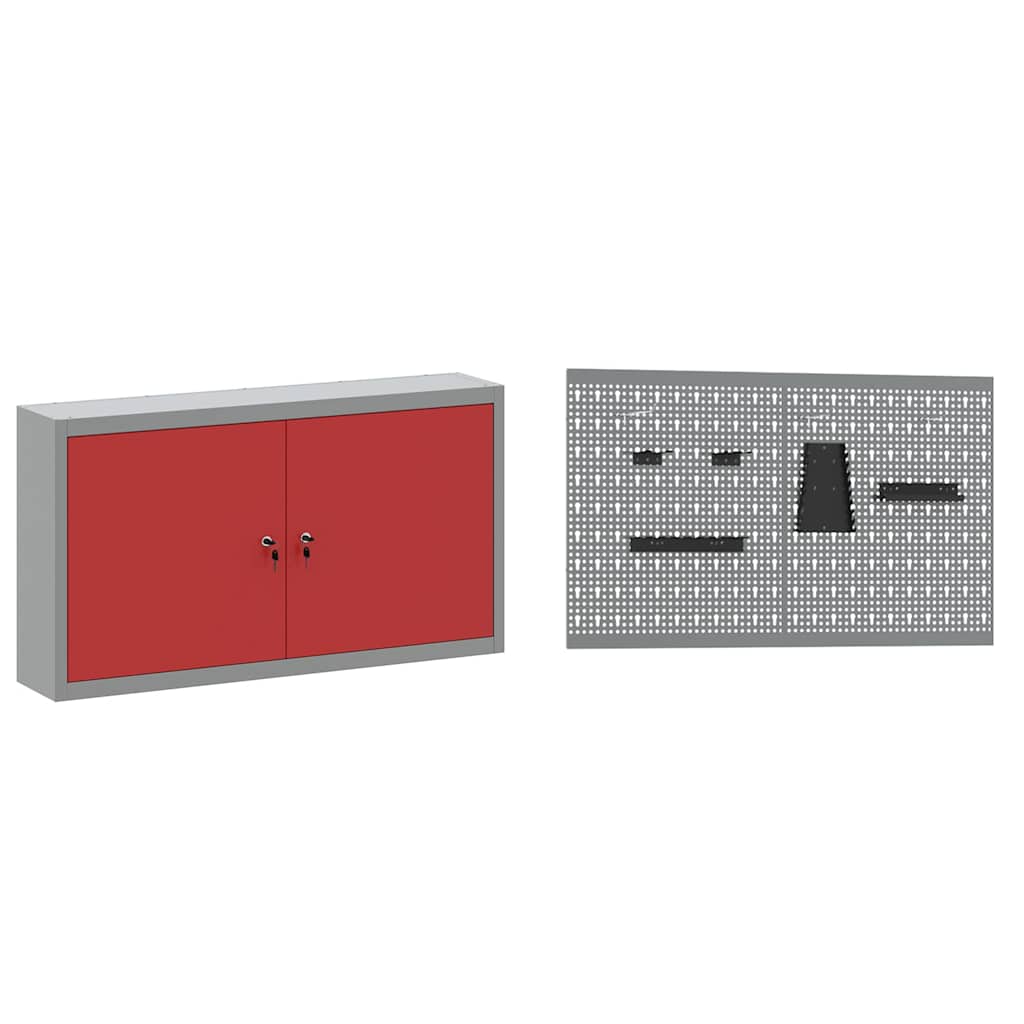 Werkbank 5 Stk. Rot und Grau Ingenieure Holz und Stahl