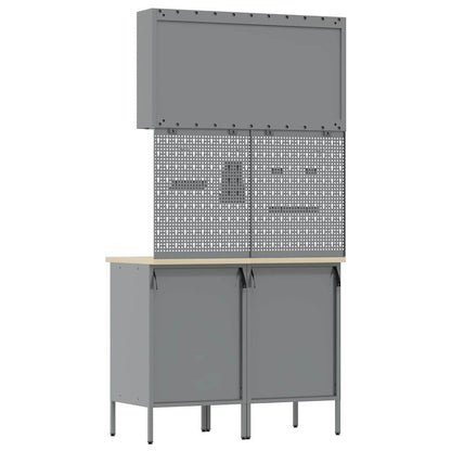 Werkbank 5 Stk. Rot und Grau Ingenieure Holz und Stahl