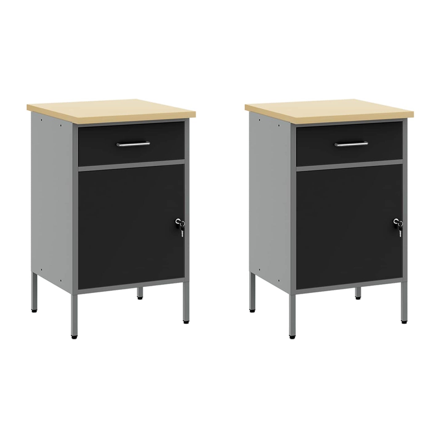 Arbeitsschrankset mit Schubladen 6 stk. Schwarz und Grau