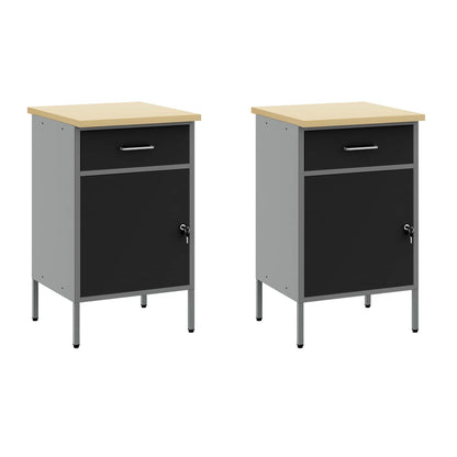 Arbeitsschrankset mit Schubladen mit Regal 6 stk. Schwarz
