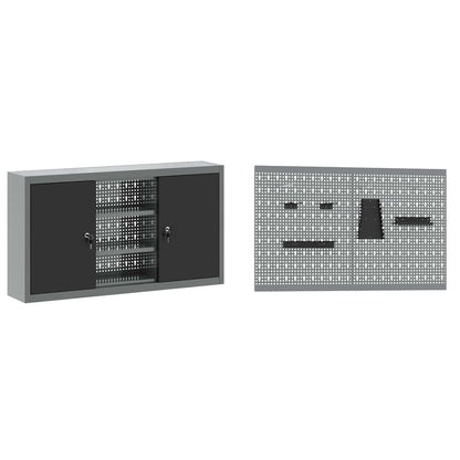 Arbeitsschrankset mit Schubladen mit Regal 6 stk. Schwarz