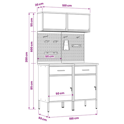 Arbeitsschrankset mit Schubladen mit Regal 6 stk. Rot