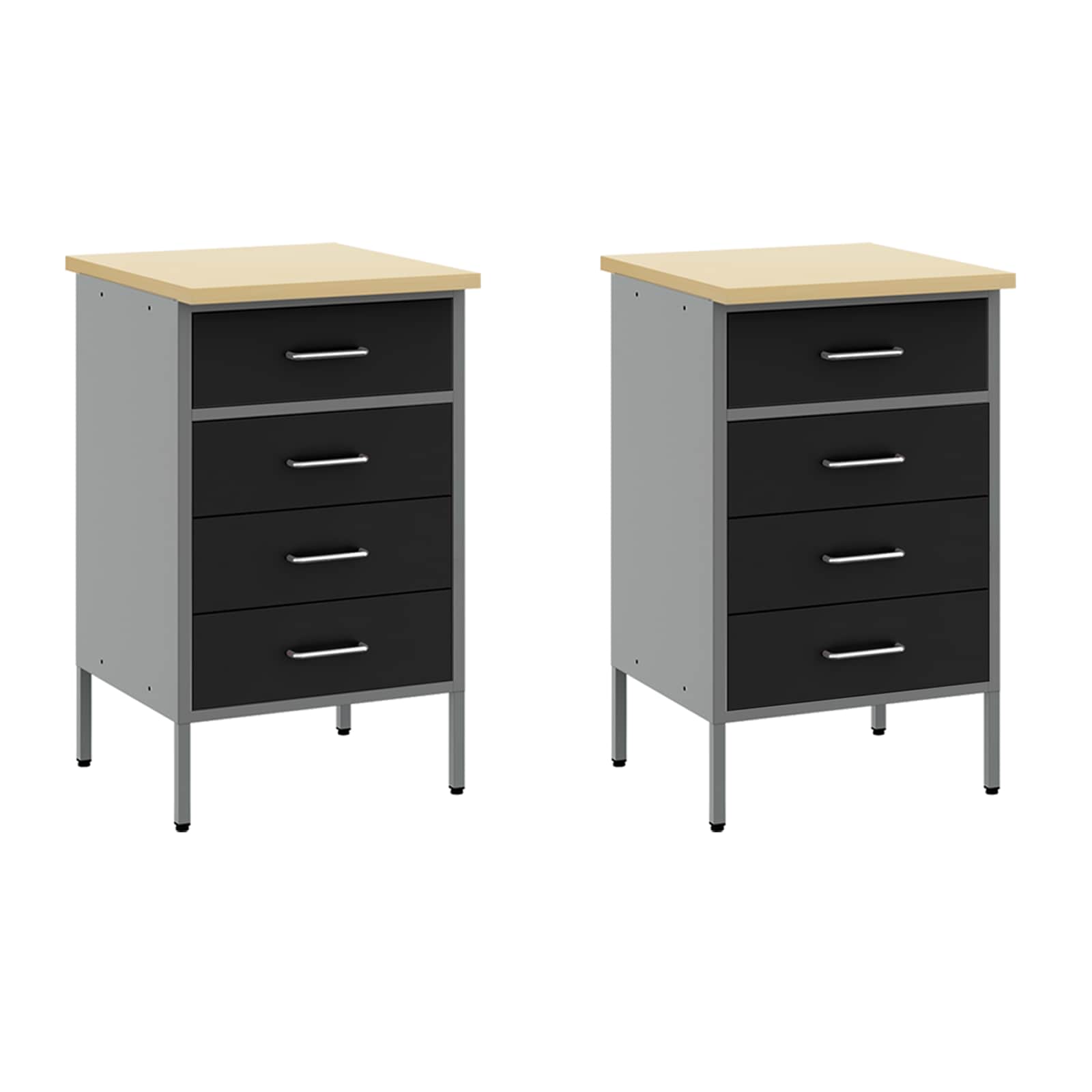 Werkbank mit Speicher 5 stk. Schwarz Ingenieure Holz und Stahl
