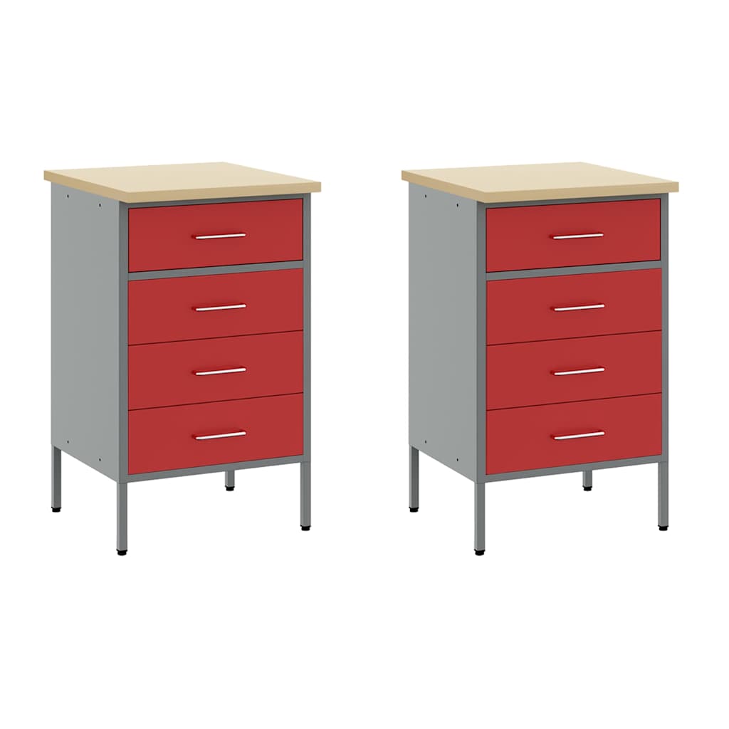 Werkbank 5 Stk. Rot und Grau Ingenieure Holz und Stahl