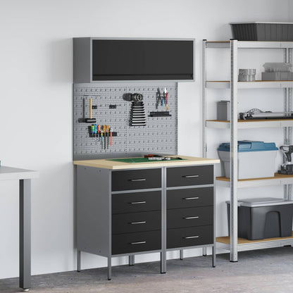 Arbeitsschrankset mit Schubladen mit Regal 5 stk. Schwarz