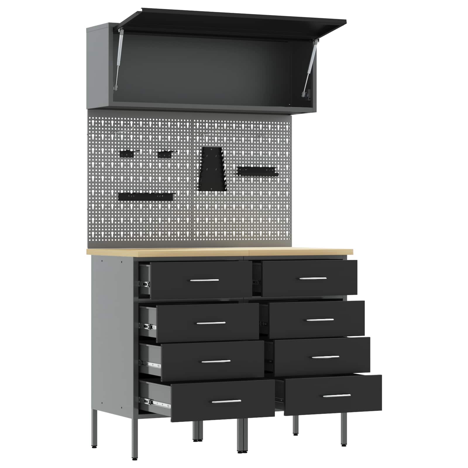 Arbeitsschrankset mit Schubladen mit Regal 5 pcs Schwarz