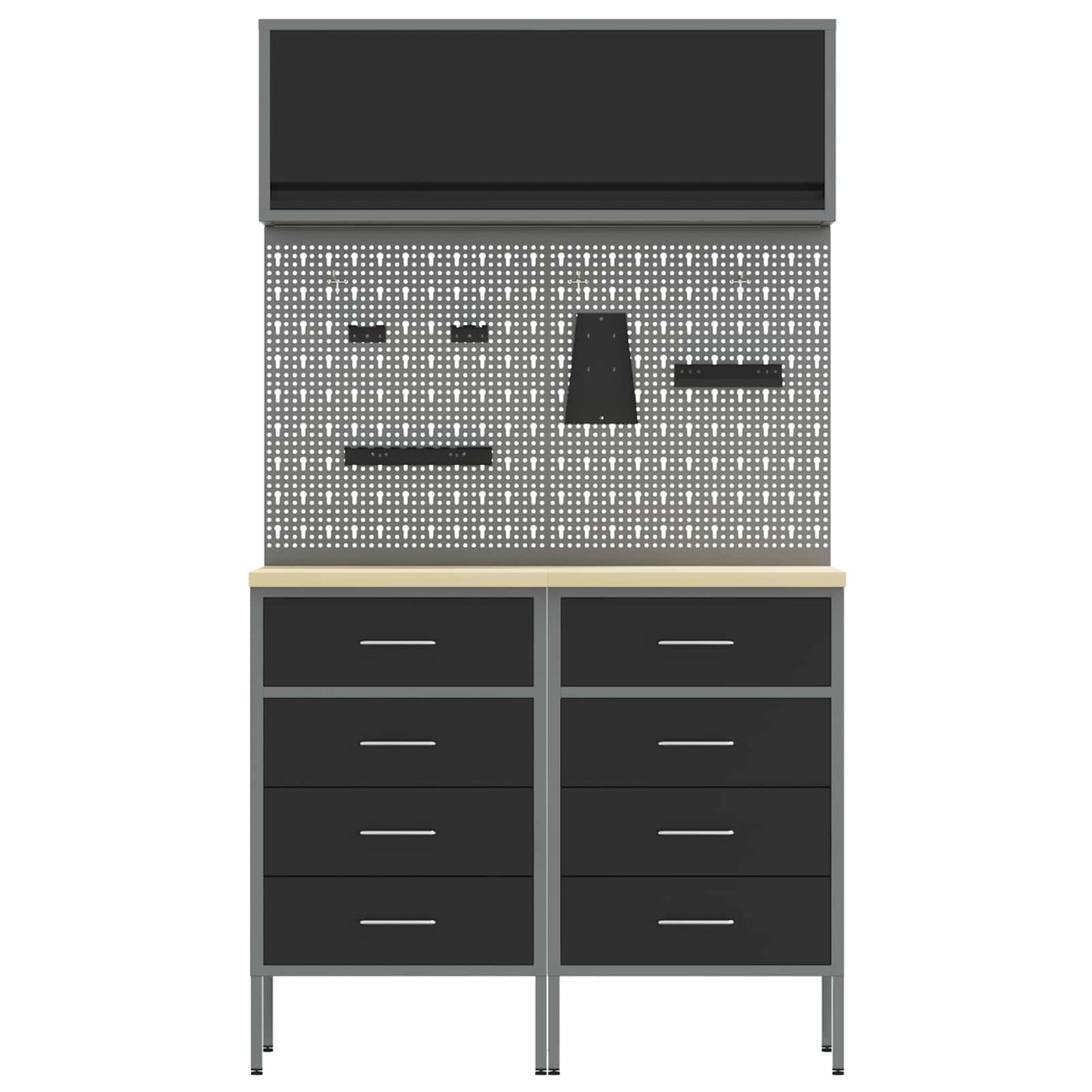 Arbeitsschrankset mit Schubladen mit Regal 5 stk. Schwarz