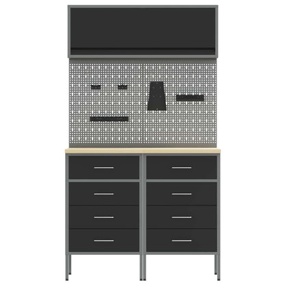 Arbeitsschrankset mit Schubladen mit Regal 5 stk. Schwarz
