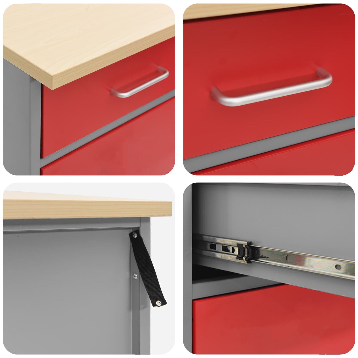 Arbeitsschrankset mit Schubladen mit Regal 5 stk. Rot