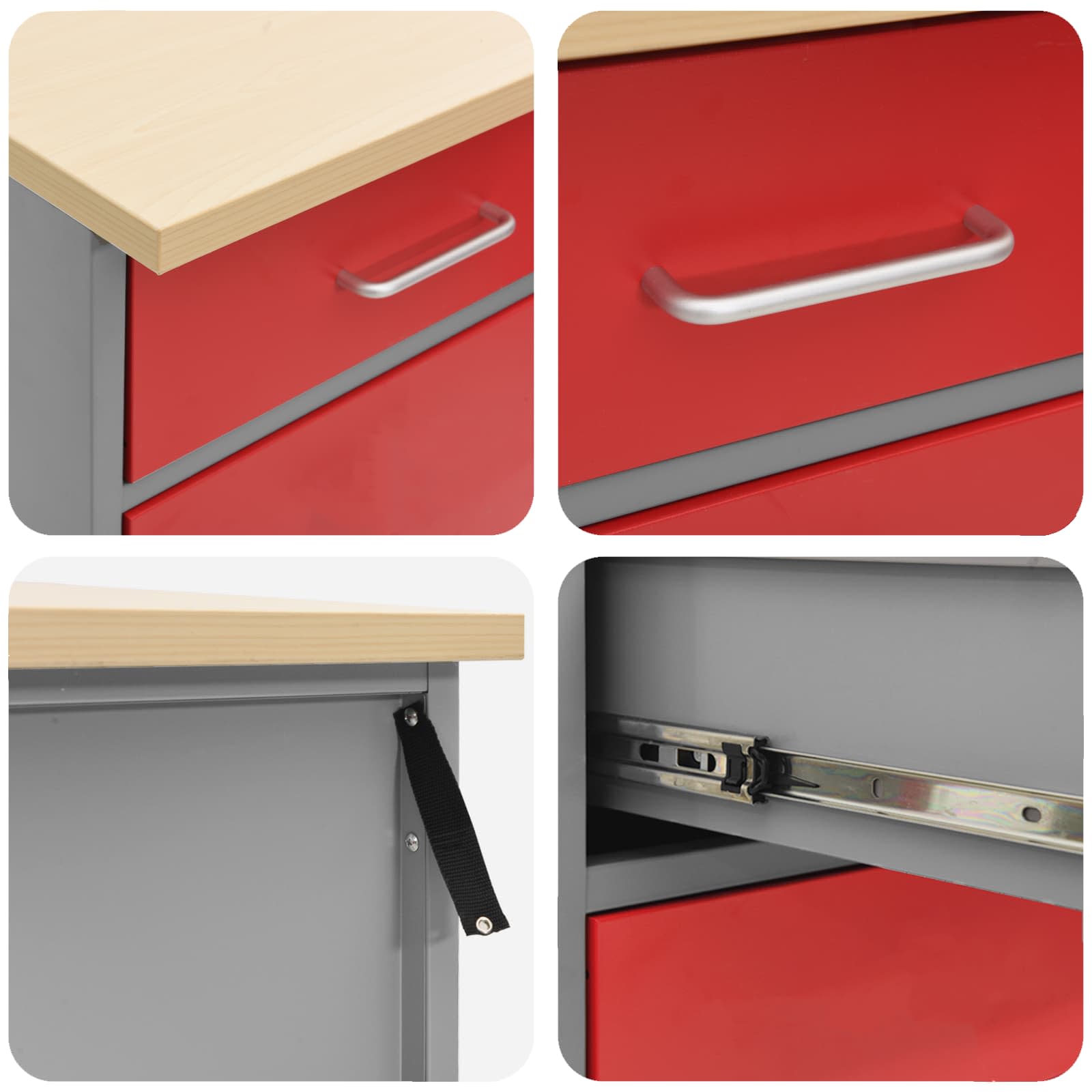 Arbeitsschrankset mit Schubladen mit Regal 5 stk. Rot
