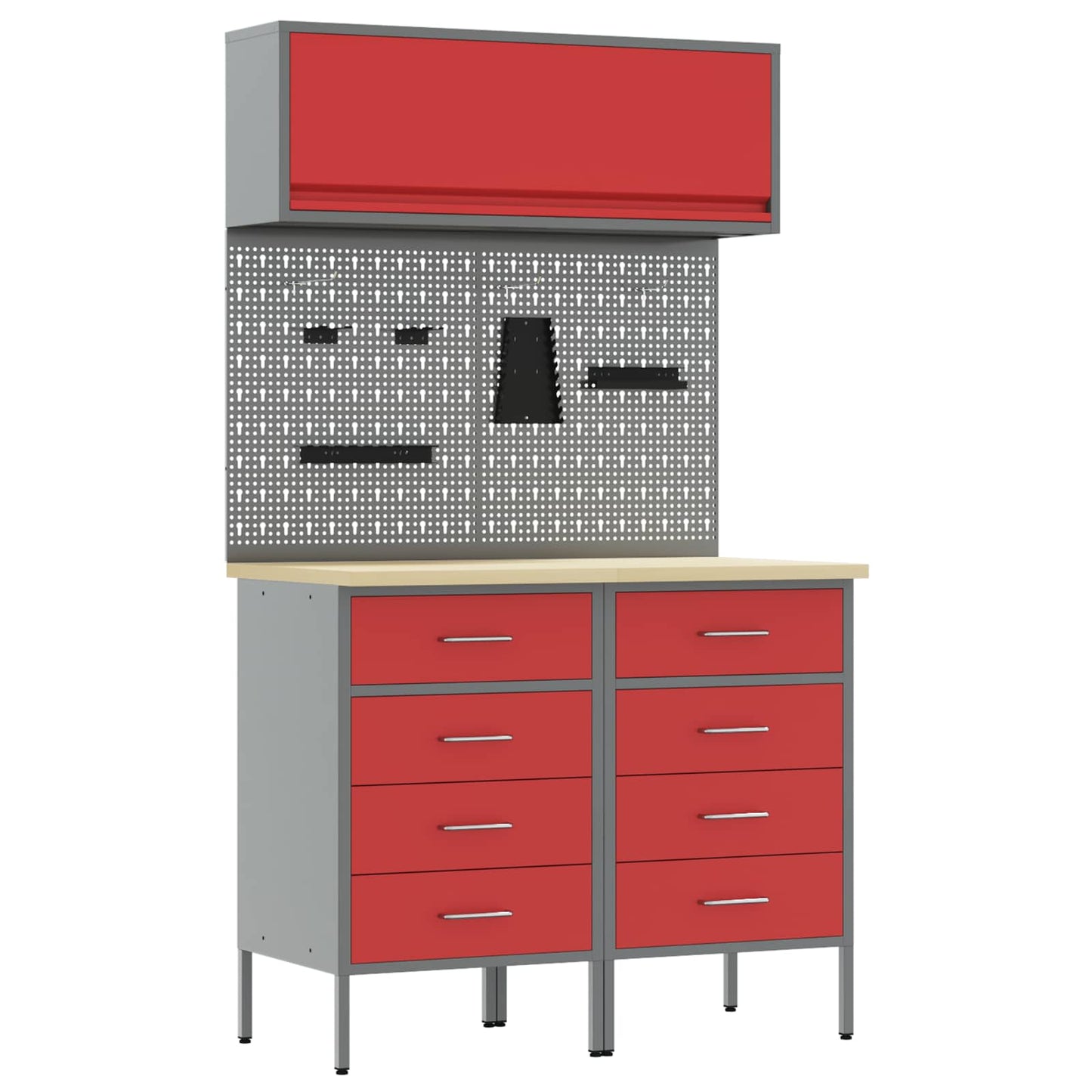 Arbeitsschrankset mit Schubladen mit Regal 5 stk. Rot