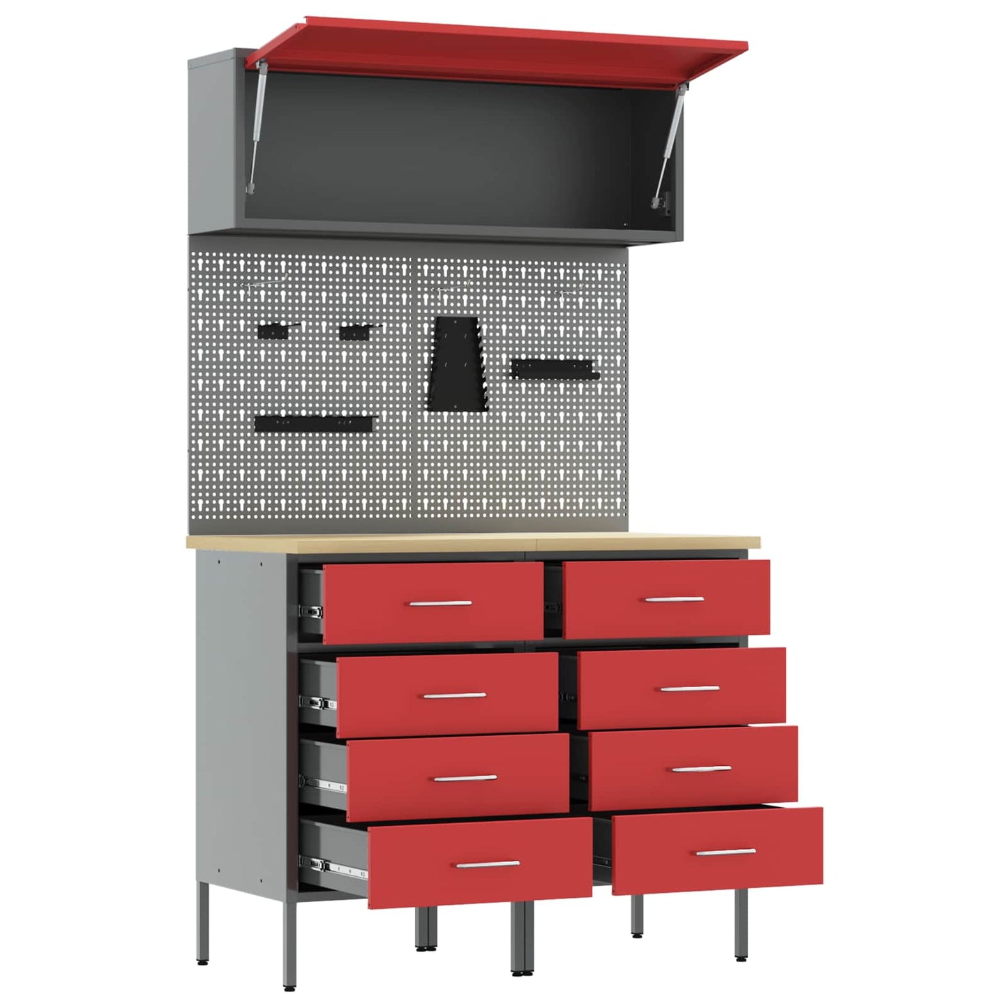 Arbeitsschrankset mit Schubladen mit Regal 5 stk. Rot