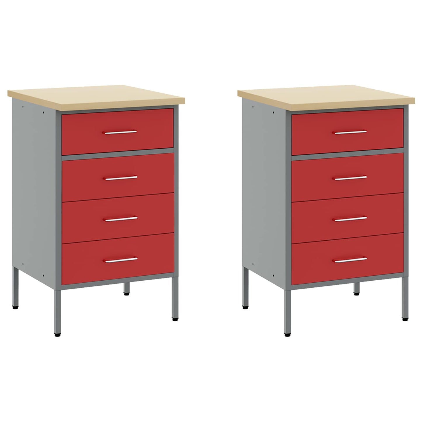 Arbeitsschrankset mit Schubladen mit Regal 5 stk. Rot