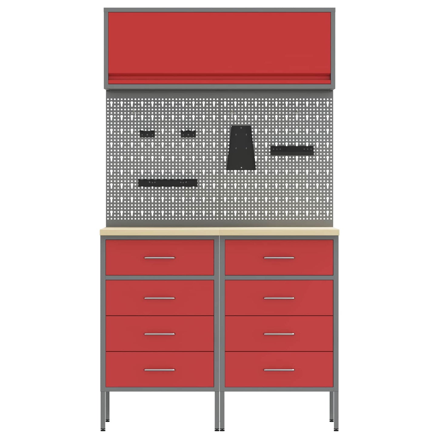 Arbeitsschrankset mit Schubladen mit Regal 5 stk. Rot