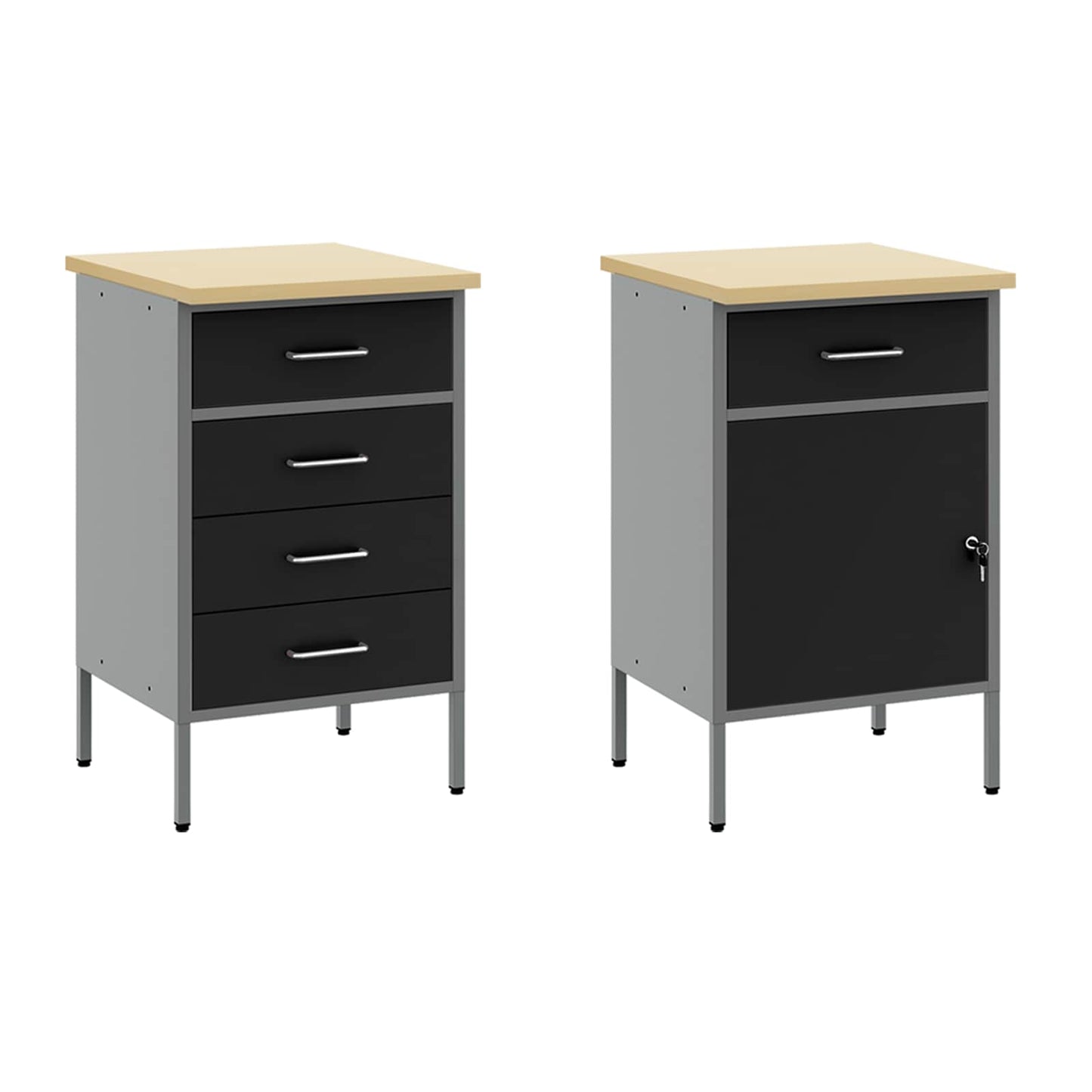 Werkbank mit Speicher 5 stk. Schwarz Ingenieure Holz und Stahl