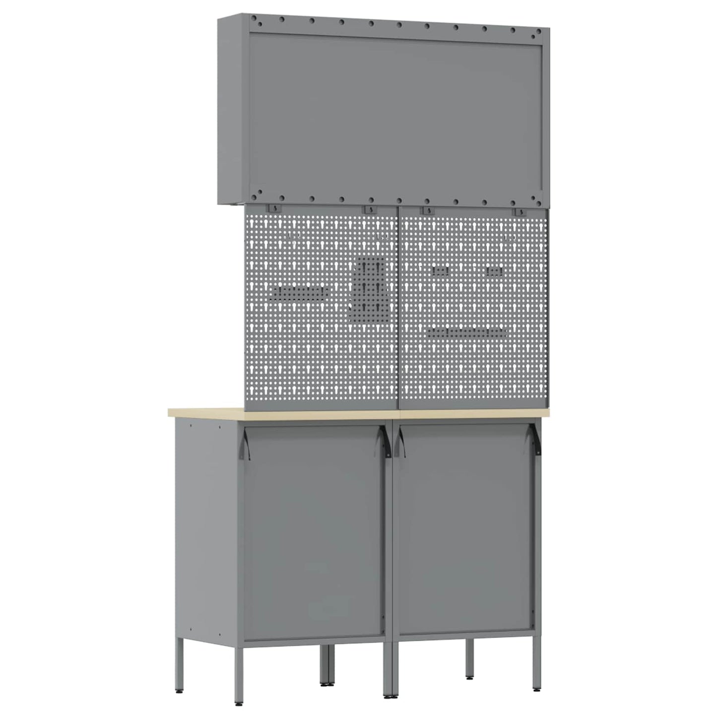 Werkbank mit Speicher 5 stk. Schwarz Ingenieure Holz und Stahl