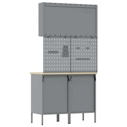 Werkbank mit Speicher 5 stk. Schwarz Ingenieure Holz und Stahl
