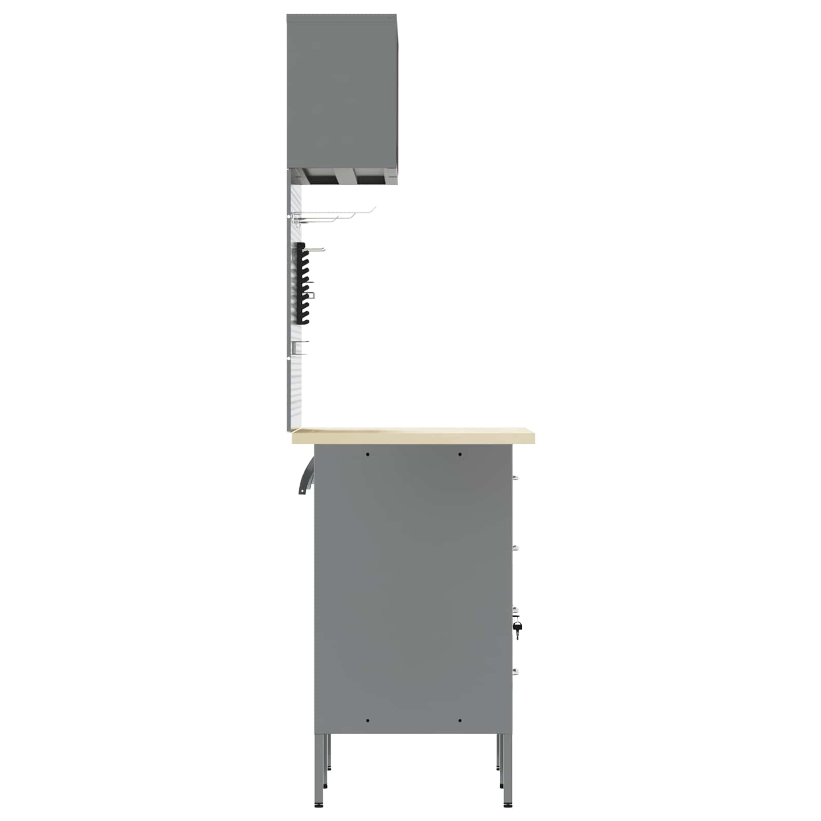 Arbeitsschrankset mit Schubladen mit Regal 5 stk. Schwarz