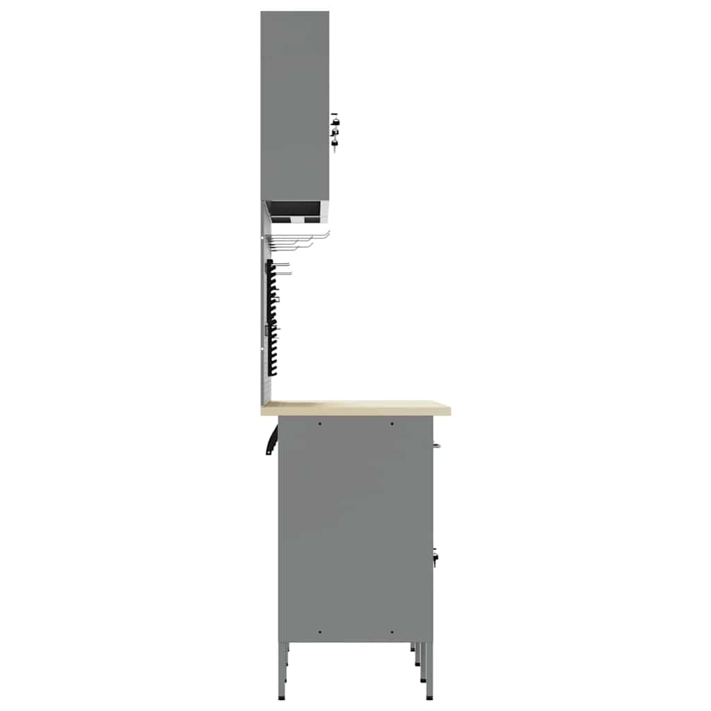 Werkbank 8 Stk. Rot und Grau Ingenieure Holz und Stahl