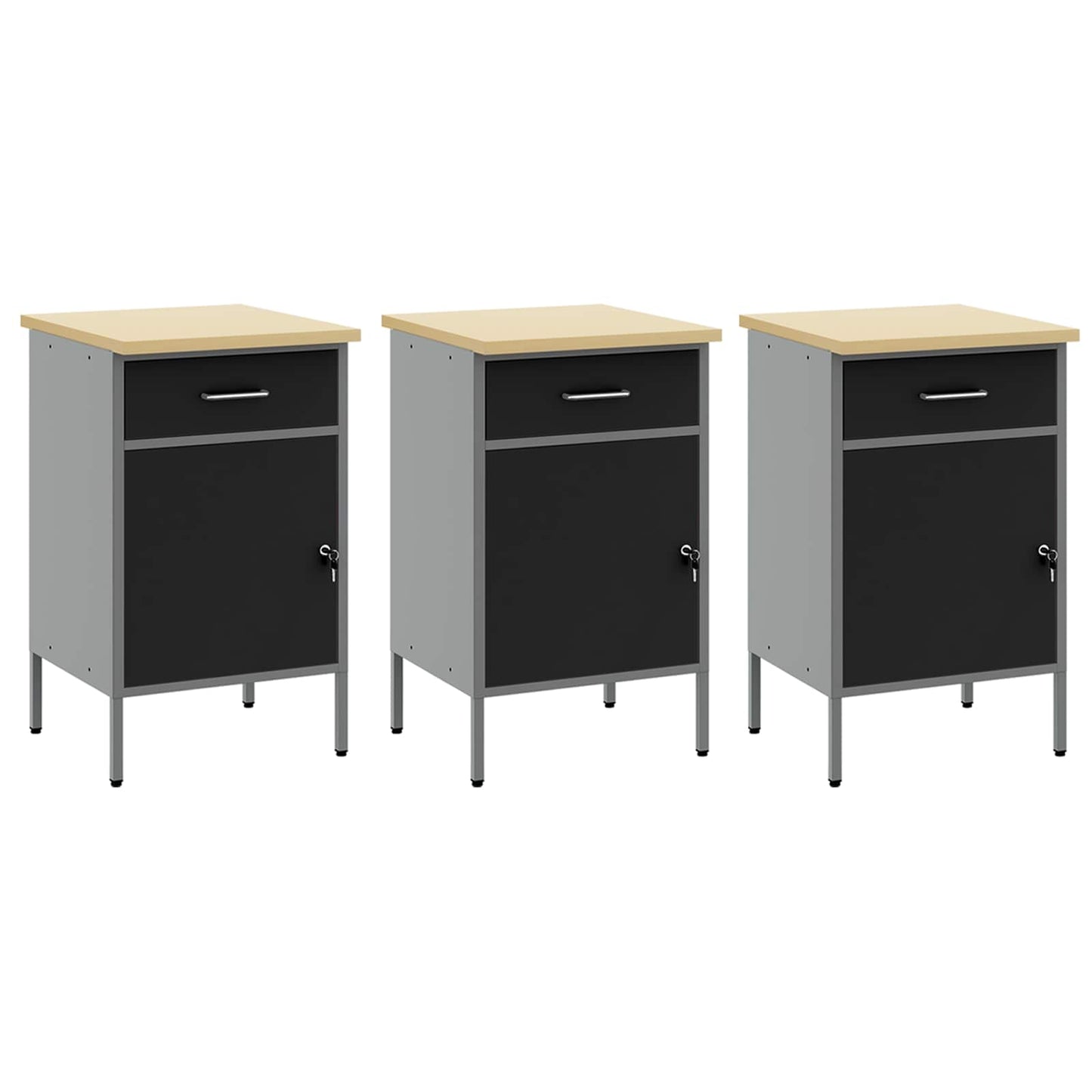 Werkbank 7 Stk. Schwarz und Grau Ingenieure Holz und Stahl