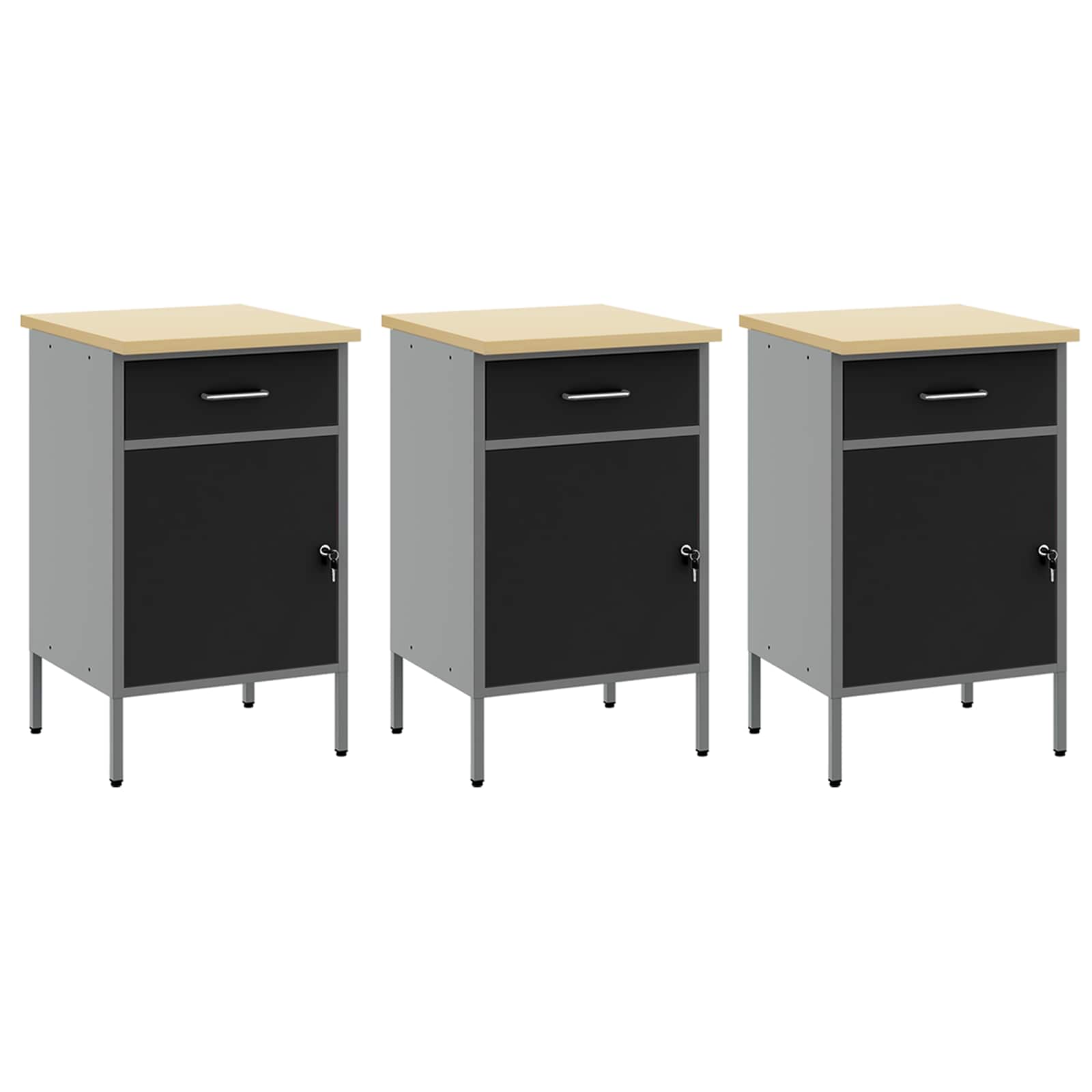 Werkbank 7 Stk. Schwarz und Grau Ingenieure Holz und Stahl