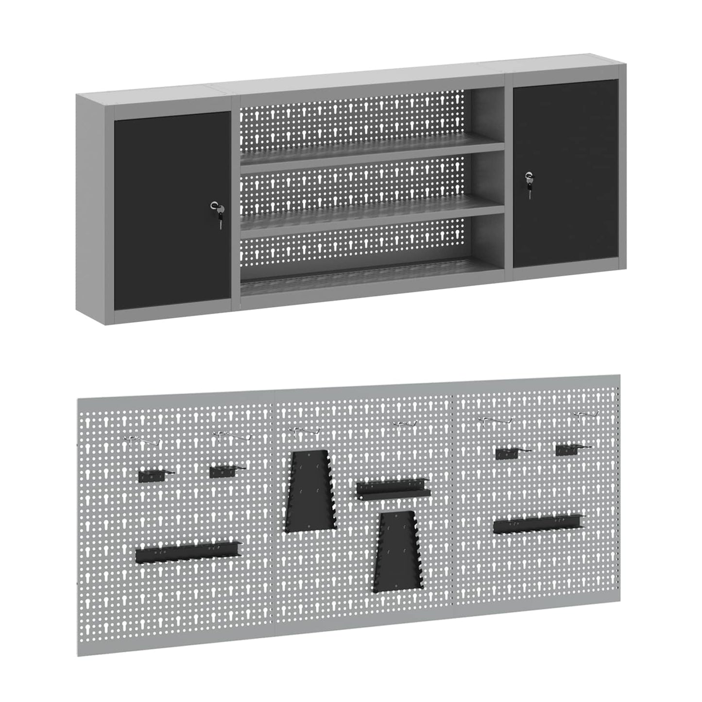 Werkbank 7 Stk. Schwarz und Grau Ingenieure Holz und Stahl