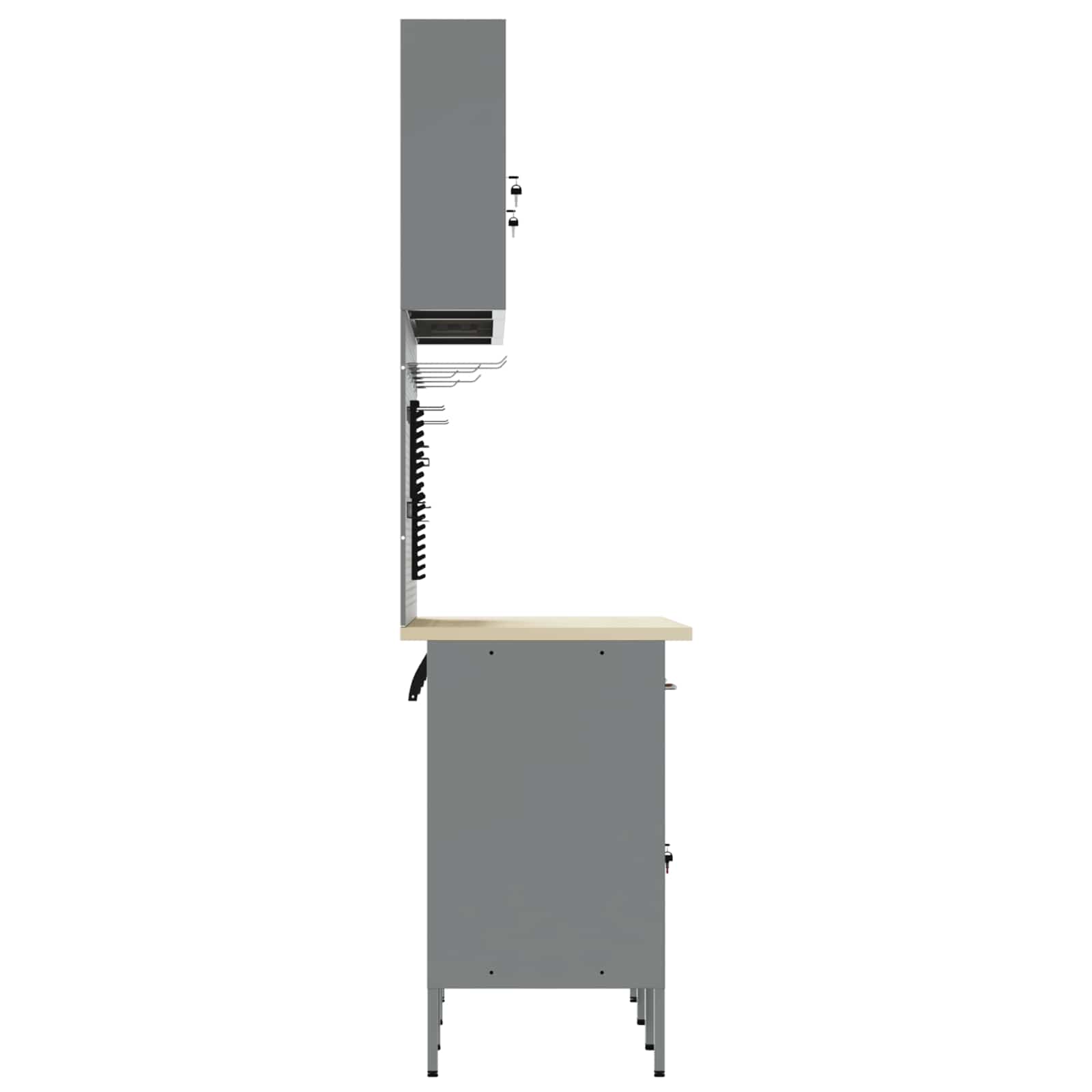Werkbank 7 Stk. Schwarz und Grau Ingenieure Holz und Stahl