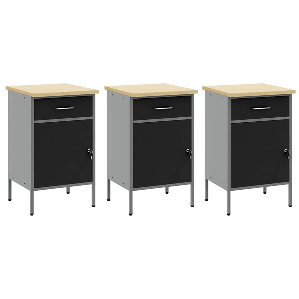 Arbeitsschrankset mit Schubladen mit Speicher 8 stk. Schwarz