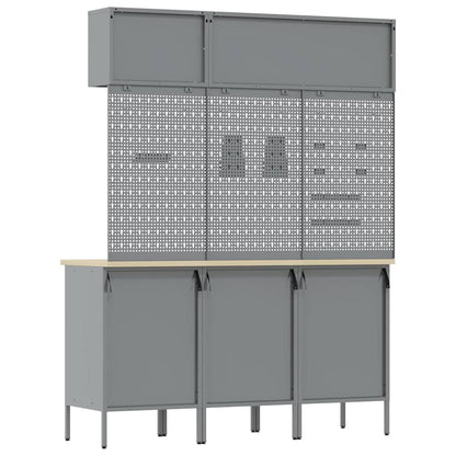 Arbeitsschrankset mit Schubladen mit Speicher 8 stk. Schwarz
