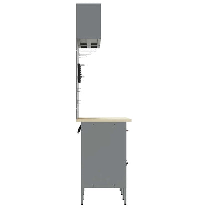 Arbeitsschrankset mit Schubladen mit Speicher 8 stk. Schwarz