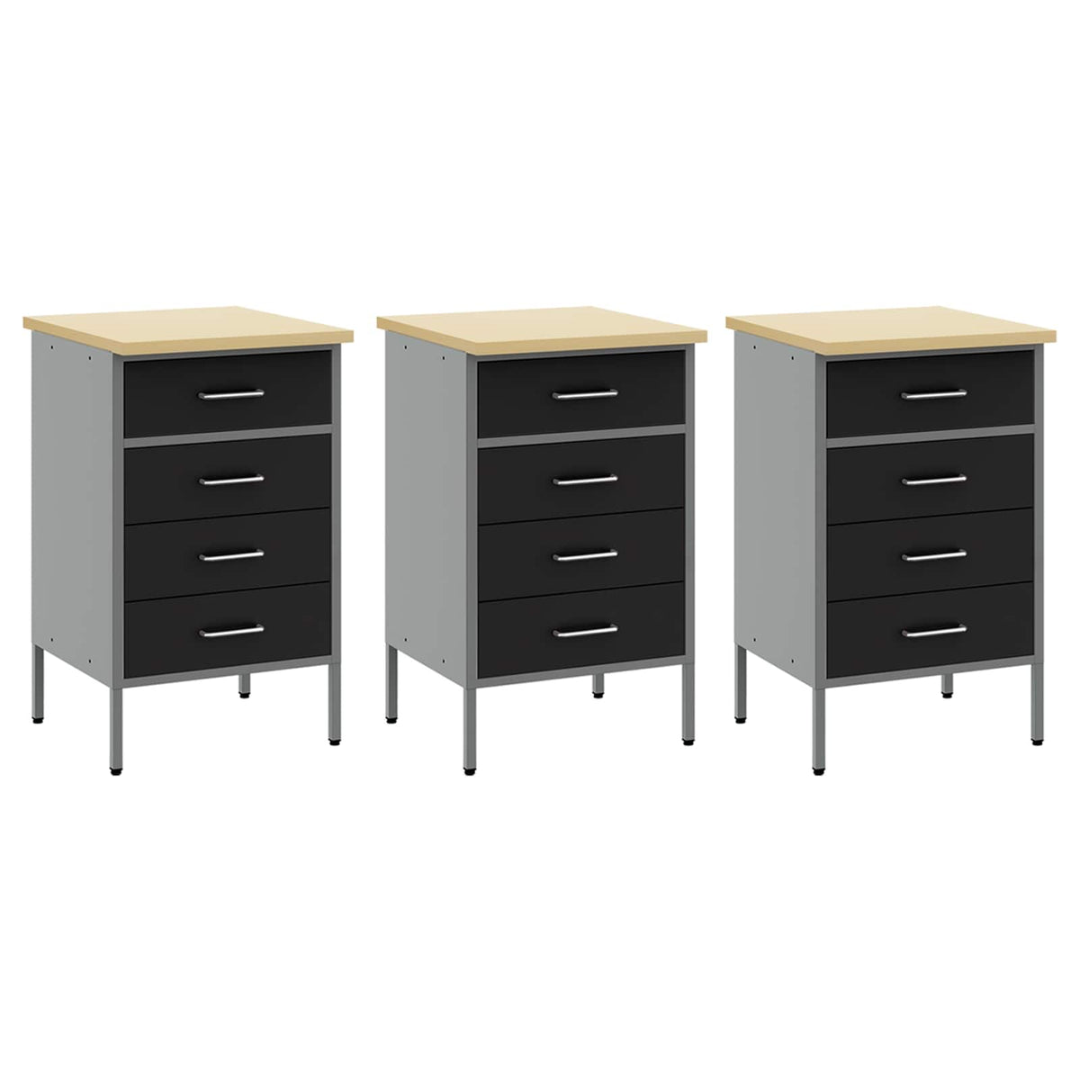 Werkbank 8 Stk. Schwarz und Grau Ingenieure Holz und Stahl