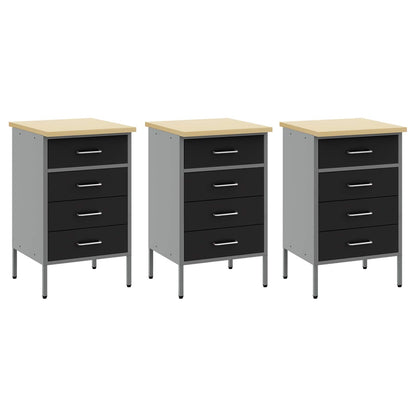Werkbank 8 Stk. Schwarz und Grau Ingenieure Holz und Stahl