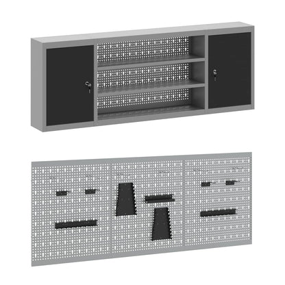 Werkbank 7 Stk. Schwarz und Grau Ingenieure Holz und Stahl