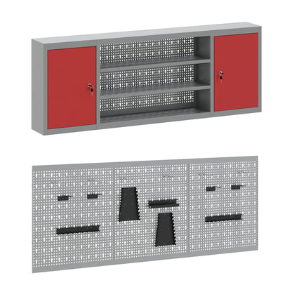 Werkbank mit Schubladen 7 stk. Rot Ingenieure Holz und Stahl