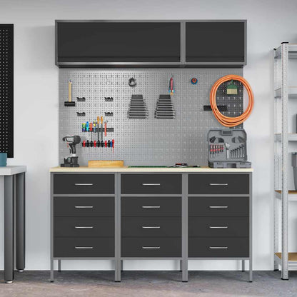 Arbeitsschrankset mit Schubladen mit Speicher 8 stk. Schwarz