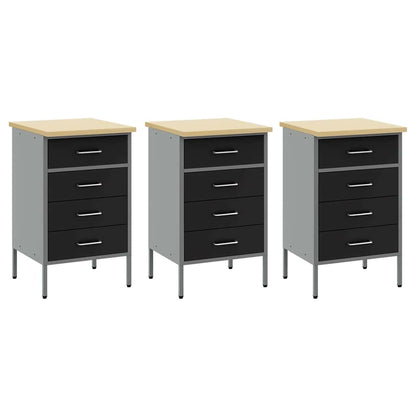 Arbeitsschrankset mit Schubladen mit Speicher 8 stk. Schwarz