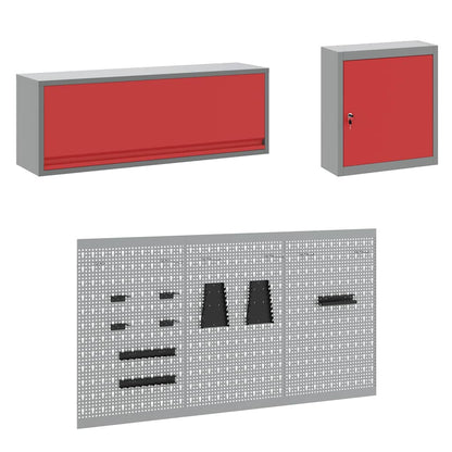 Arbeitsschrankset mit Schubladen mit Speicher 8 stk. Rot