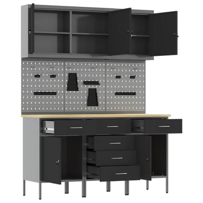 Werkbank 8 stk. Schwarz und Grau Ingenieure Holz und Stahl