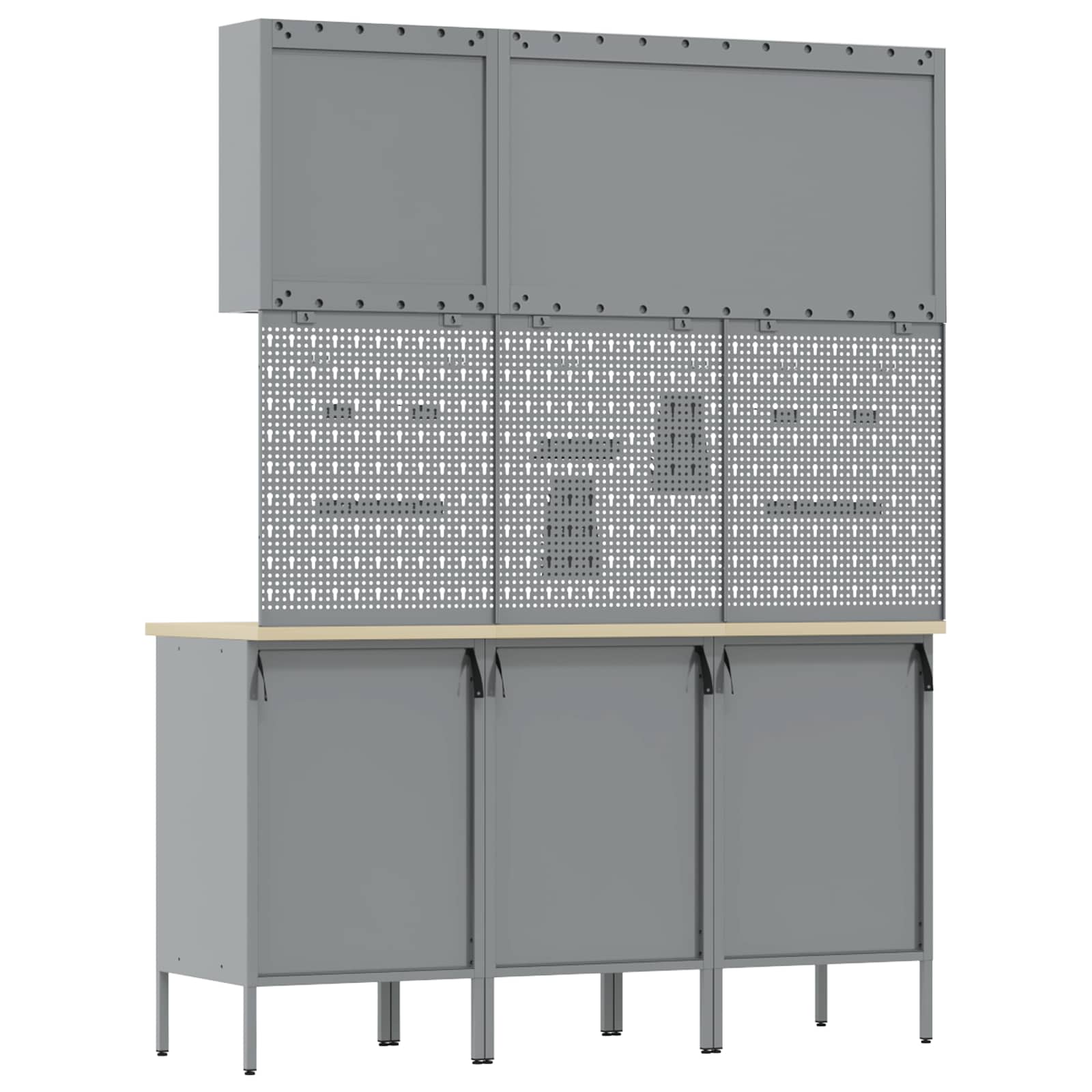 Werkbank 8 Stk. Schwarz und Grau Ingenieure Holz und Stahl