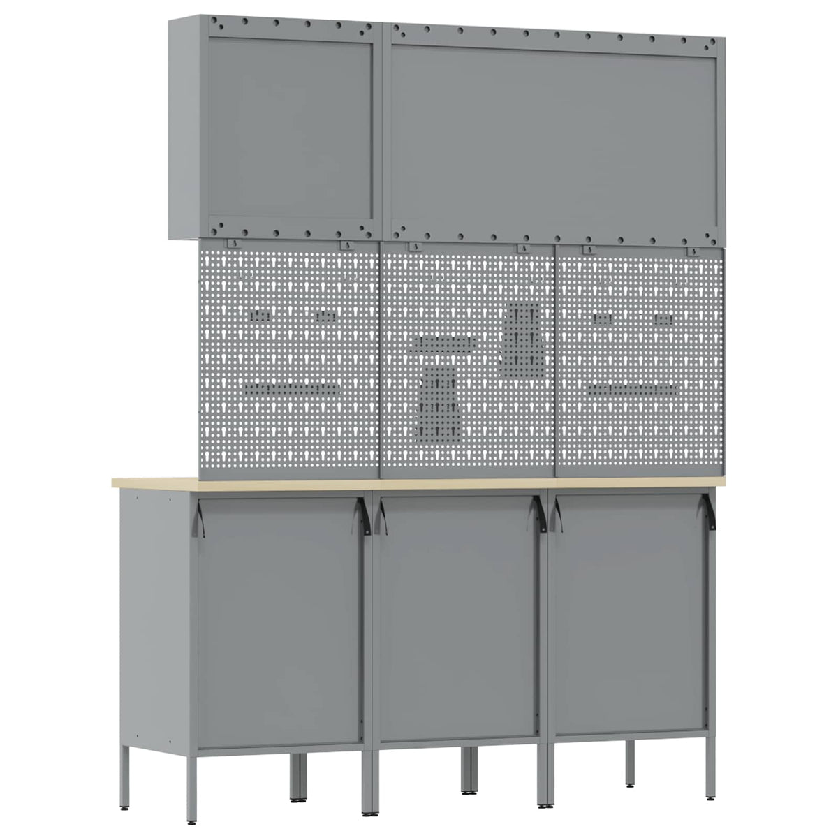 Werkbank 8 stk. Schwarz und Grau Ingenieure Holz und Stahl